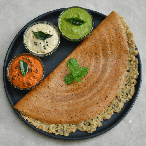 A quick Dosa made with a batter of oats and spices
