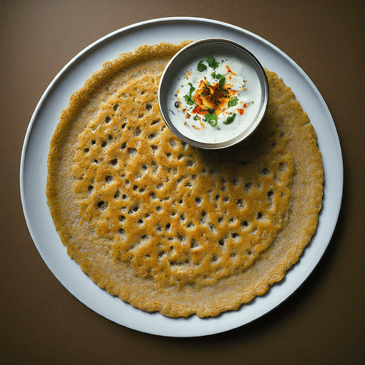 A savoury Indian pancake made with ground oats spices and vegetables