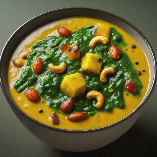 A savoury South Indian rice and lentil dish flavoured with spinach and spices