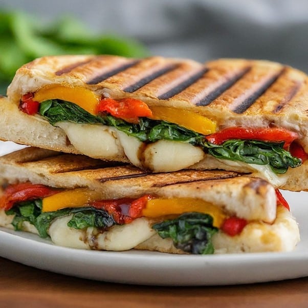 Colorful vegetarian sandwich with fresh veggies