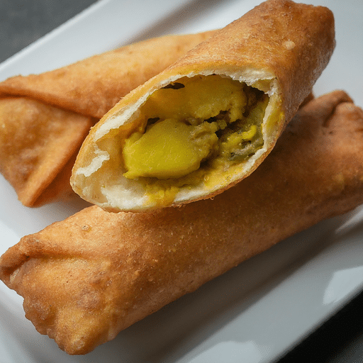 Crispy Indian bread roll with potato filling