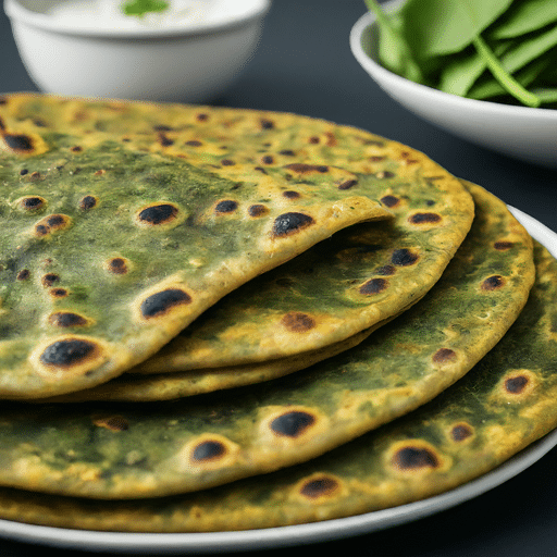 Flaky Indian flatbread stuffed with seasoned spinach