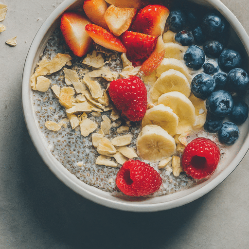 Overnight oats soaked in milk with chia seeds for added texture