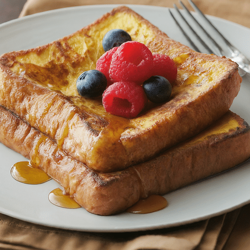 Sweet breakfast or dessert with golden brown bread