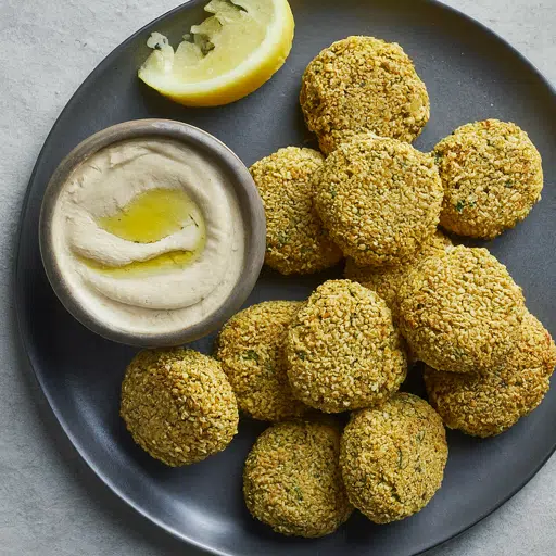 Baked Ragi Falafel with Tahini Sauce