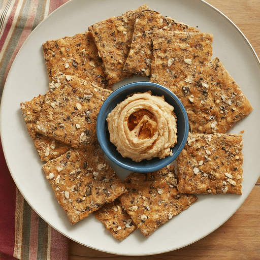 Multigrain Crackers with Humus