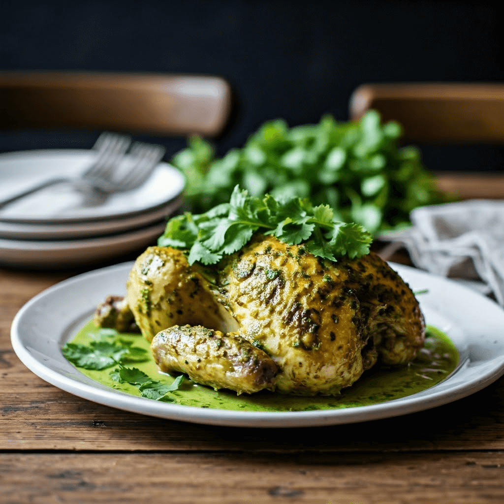 Green Curry cilantro spatchcock chicken