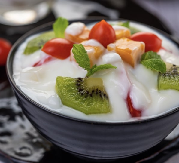 bowl of yoghurt with fruits