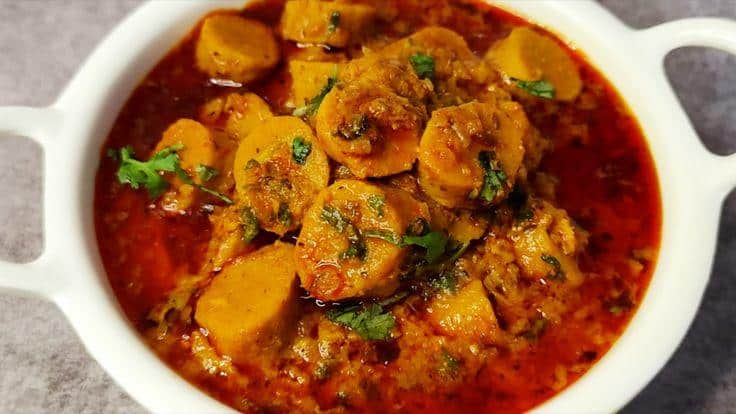 What Are the Most Popular Rajasthan Famous Food Dishes? 3 Gatte Ki Sabzi traditional Rajasthani curry with gram flour dumplings in spiced yogurt gravy