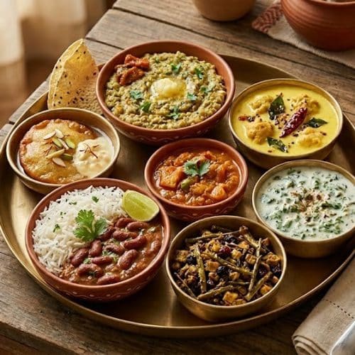 What Are the Famous Food of Haryana You Must Try? 27 Haryanvi thali with Bajra Khichdi Kadhi Pakora Rajma Chawal Bathua Raita and traditional dishes