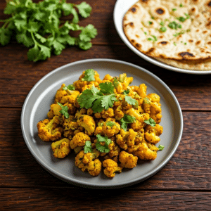 Aloo gobi with naan bread