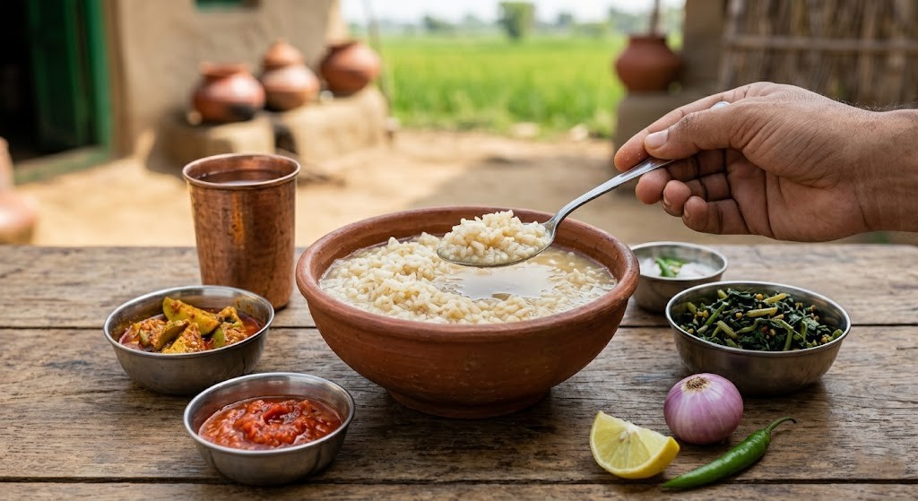 What Are the 20 Must-Try Chhattisgarh Famous Food Dishes? 19 Baasi a fermented rice dish from Chhattisgarh soaked overnight and served fresh