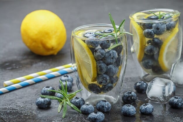 Blueberry Lemon and Rosemary Detox Water