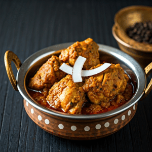 Chicken Chettinad dish served