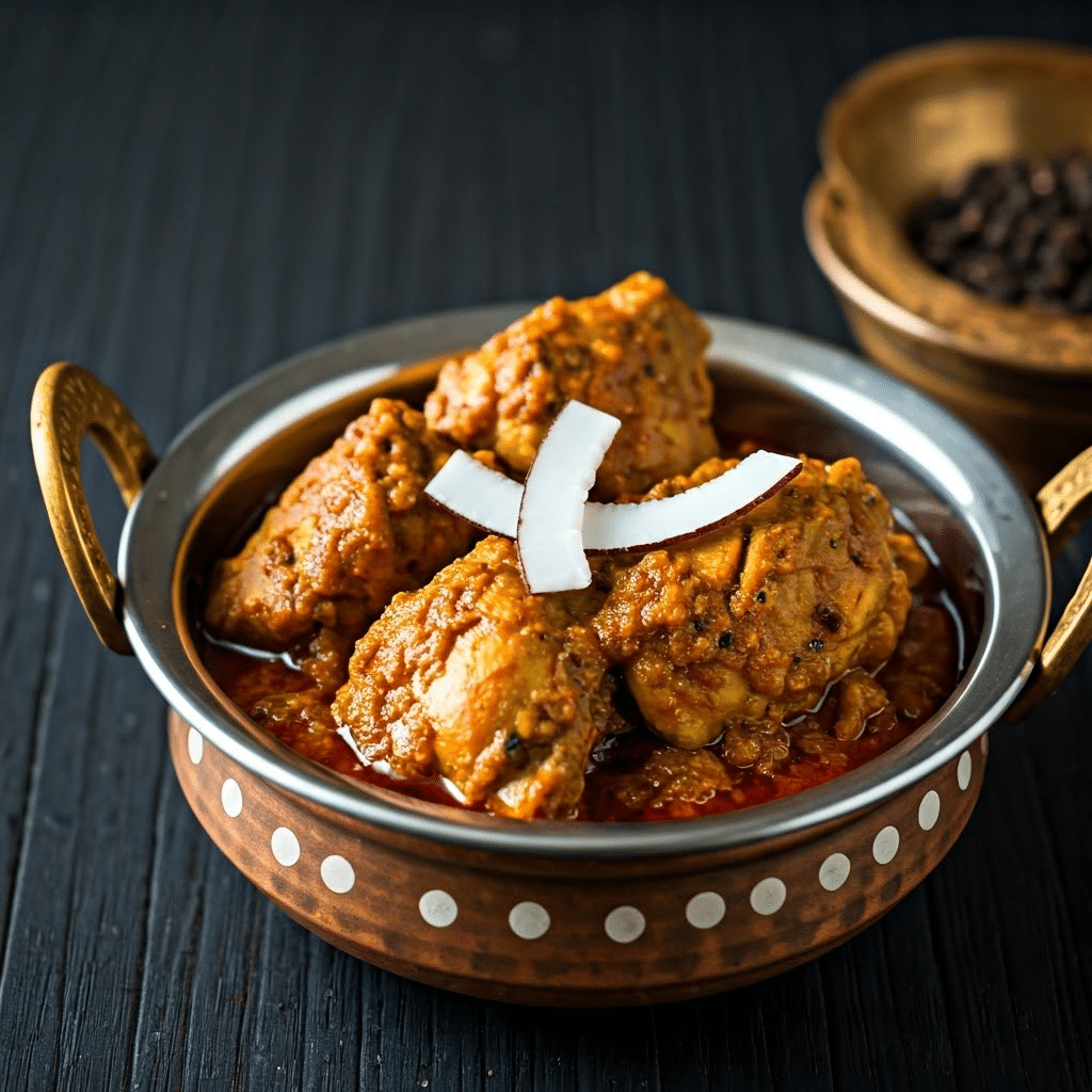 Chicken Chettinad dish served