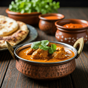 Chicken curry and sides