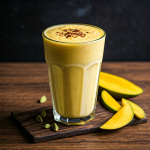 Chilled mango lassi glass 
