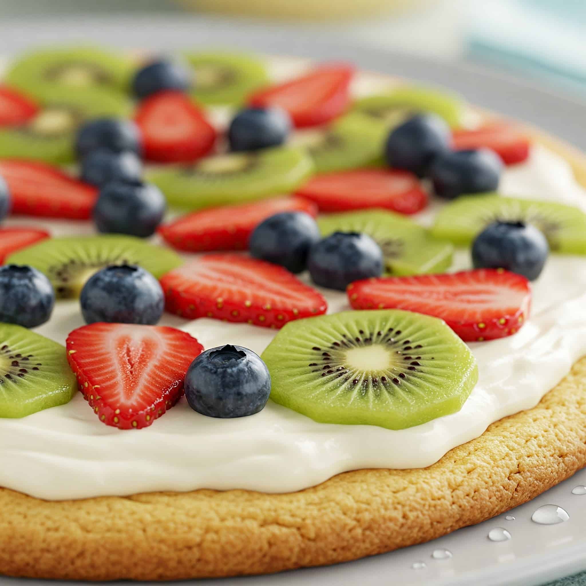 Fruit Pizza with Sugar Cookie Crust and Cream Cheese Frosting