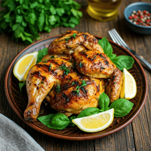 Grilled chicken with lemon and herbs