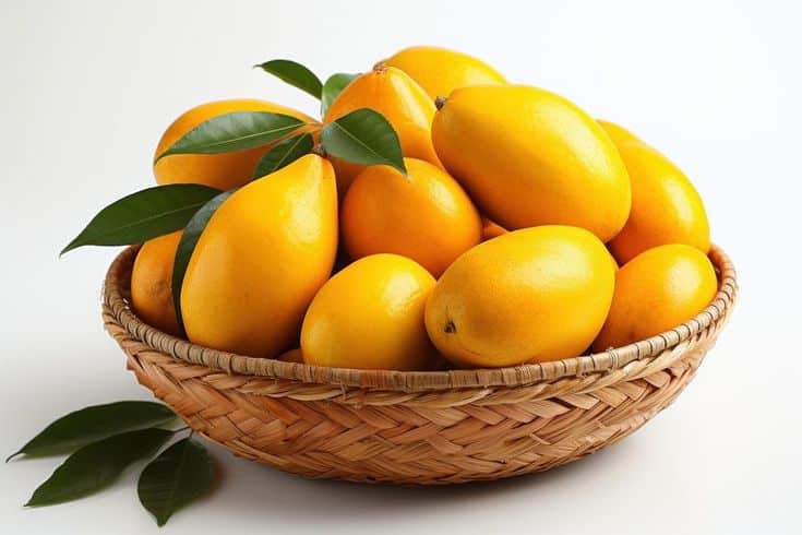 Basket mango wicker fruit basket lemon plant AI generated Image by rawpixel 