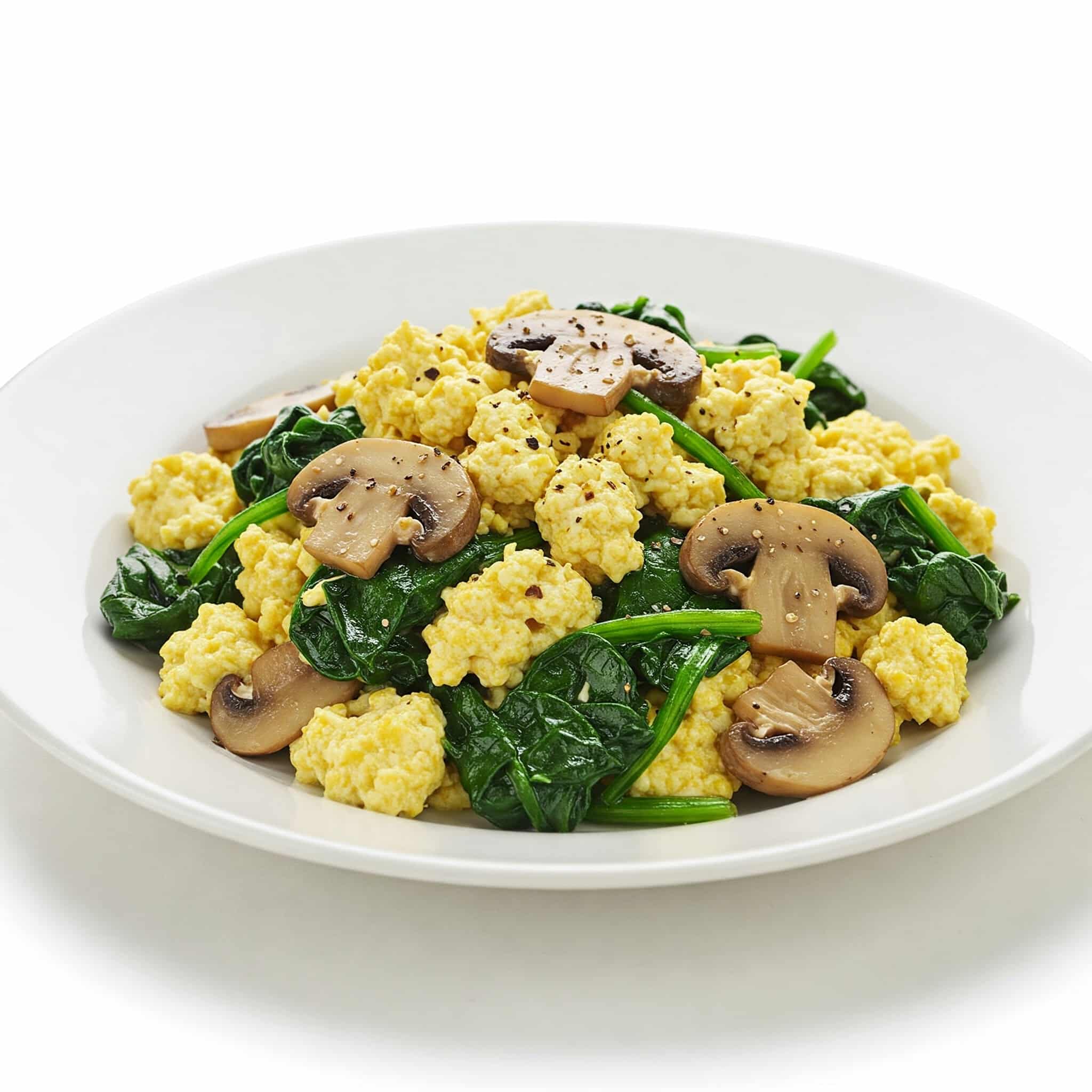 Paneer Scramble with Spinach and Mushrooms
