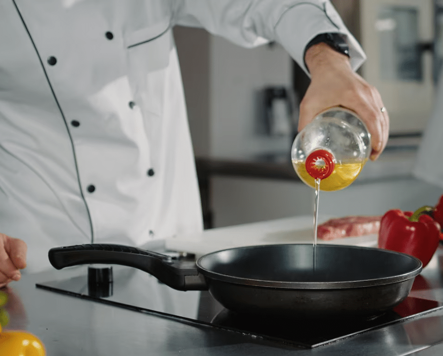 Photography of cooking with olive oil