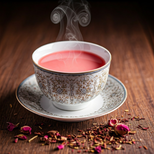 Pink tea in a cup 