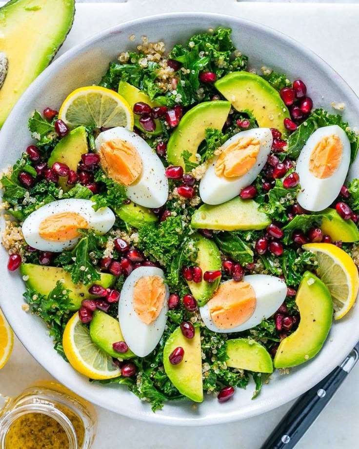 Quinoa salad with eggs and veggies