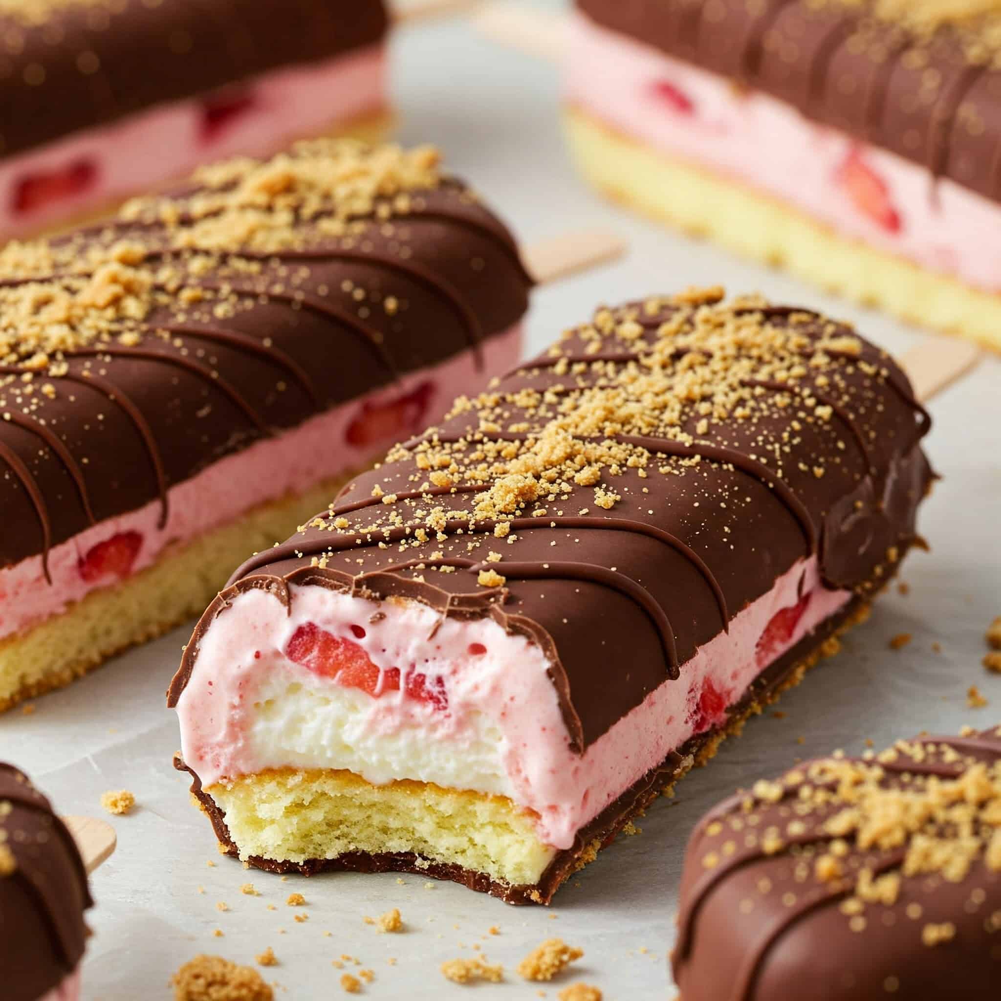 Scrumptious Strawberry Shortcake Ice Cream Bars