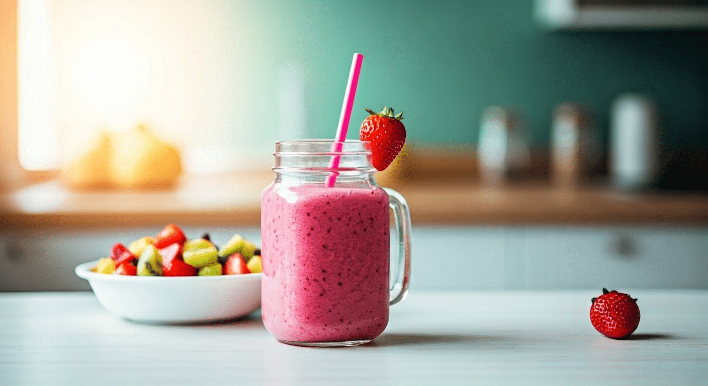 Smoothie and fruit salad preparation
