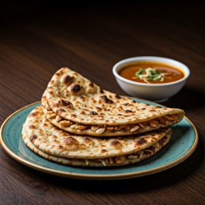 Stuffed Peshawari Naan with curry 