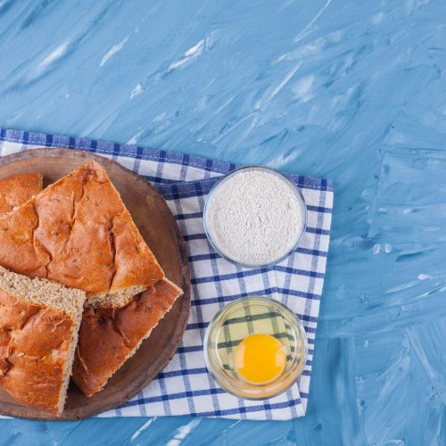 Summer bread eggs in a plate