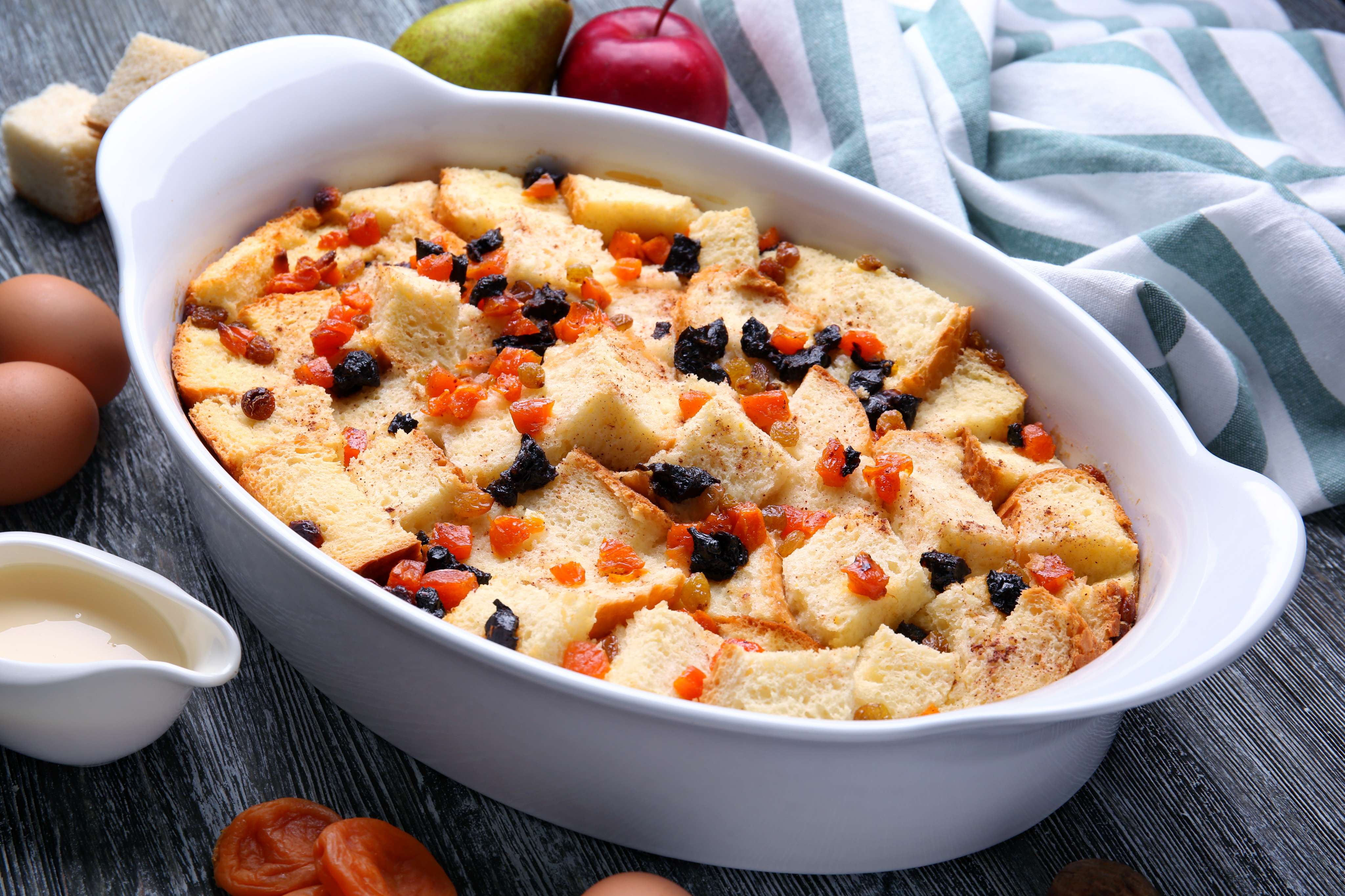 Summer fruit bread and butter pudding