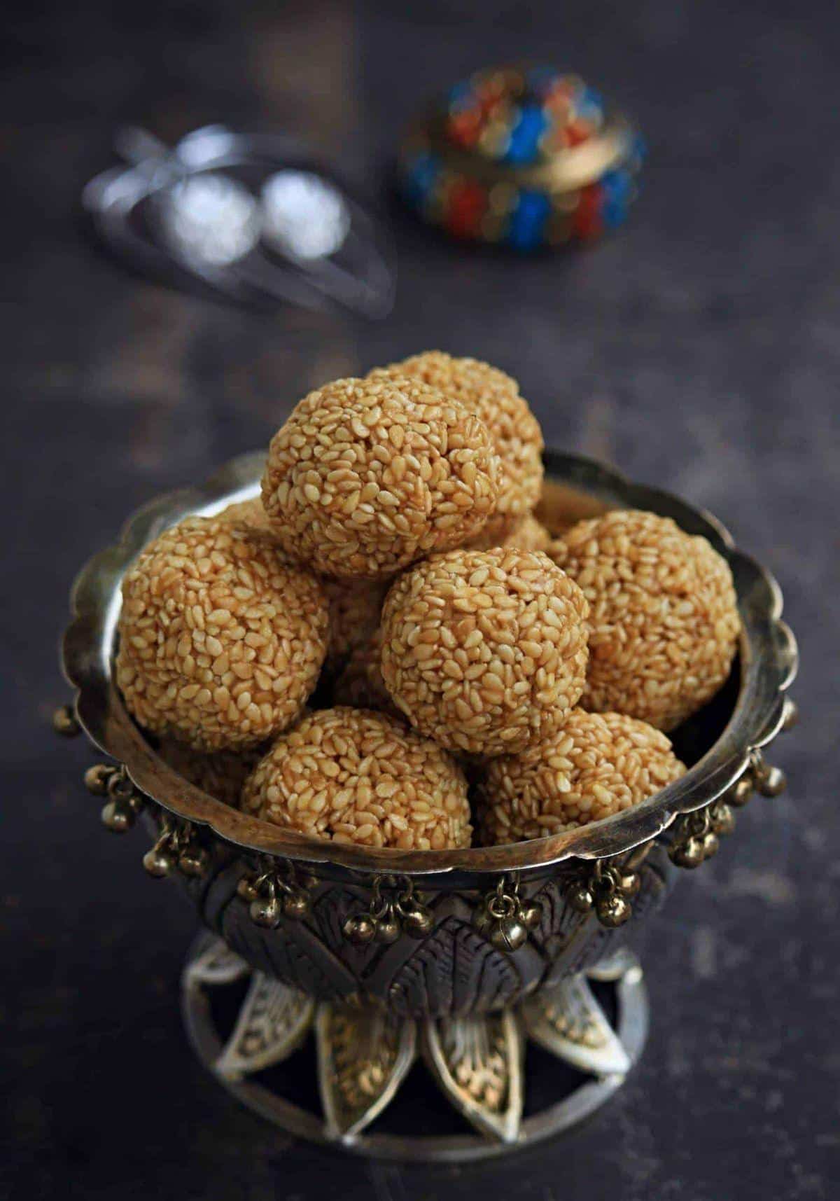 What Are the 20 Must-Try Chhattisgarh Famous Food Dishes? 8 Tilgur sesame seed sweets from Chhattisgarh made with jaggery and roasted til