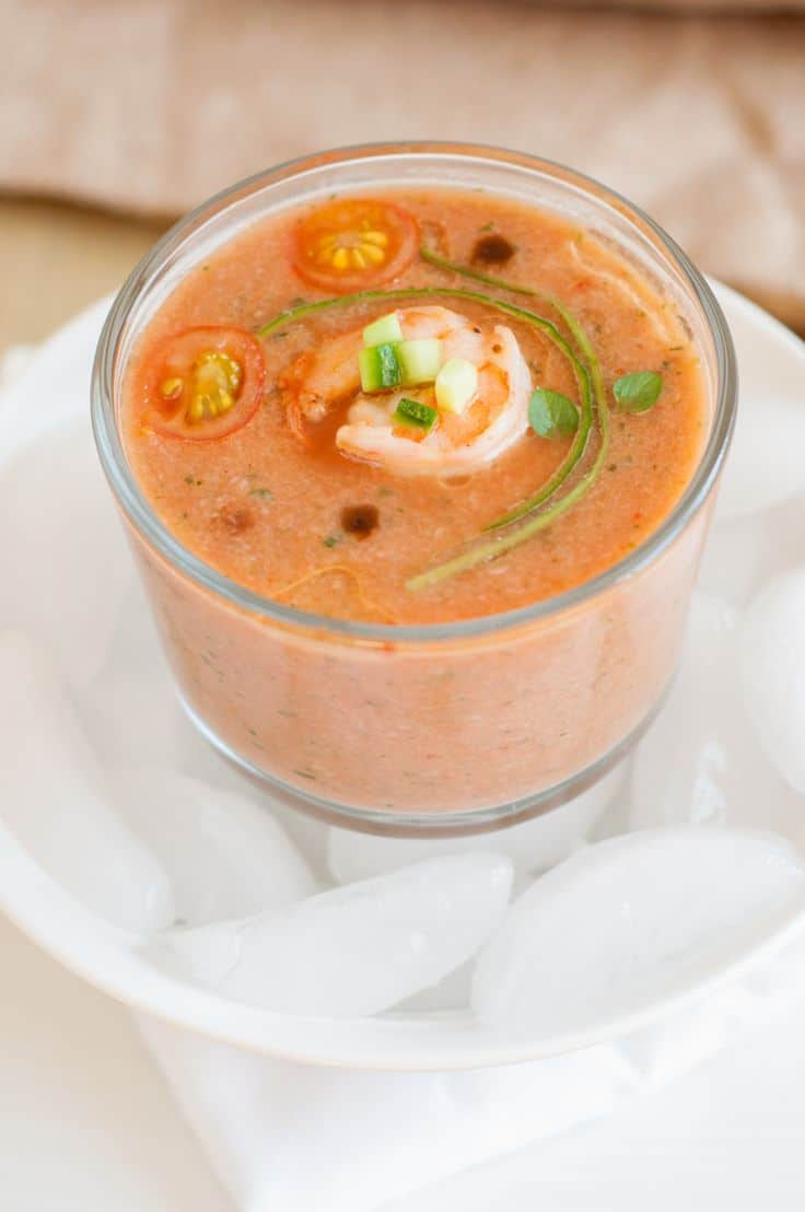 Two bowls of Easy Tomato Gazpacho