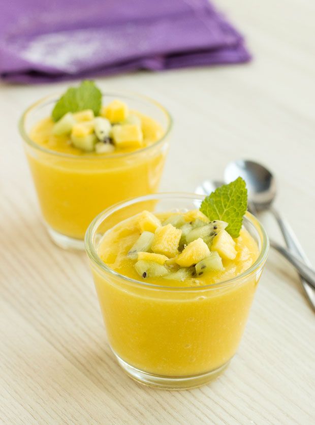 Two glasses of Mango Mint Cold Soup
