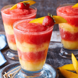 Virgin Layered Strawberry Mango Margaritas