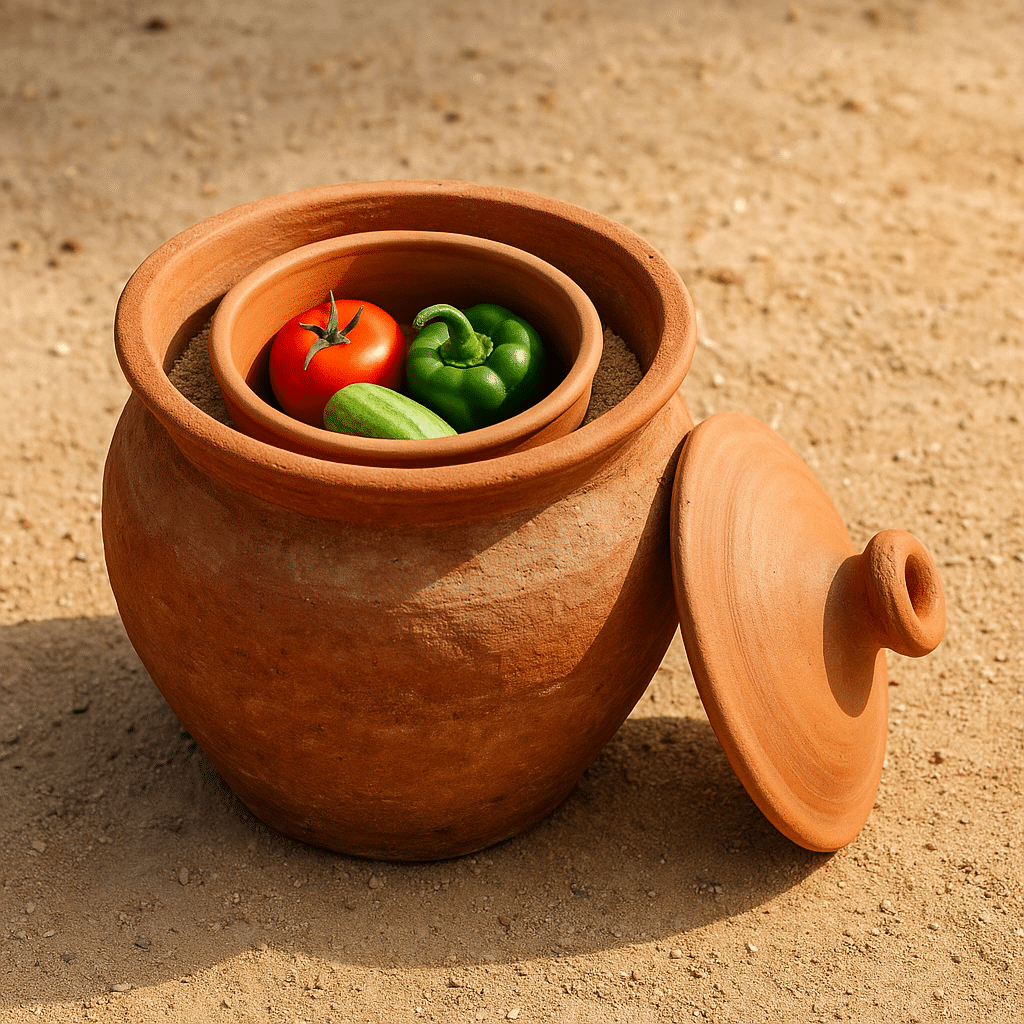 Zeer pot with preserved vegetable in it