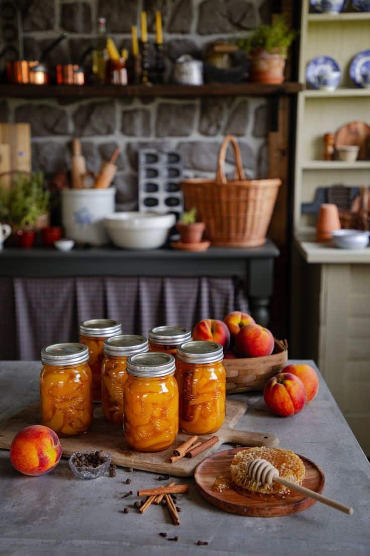 canned honey spice peaches