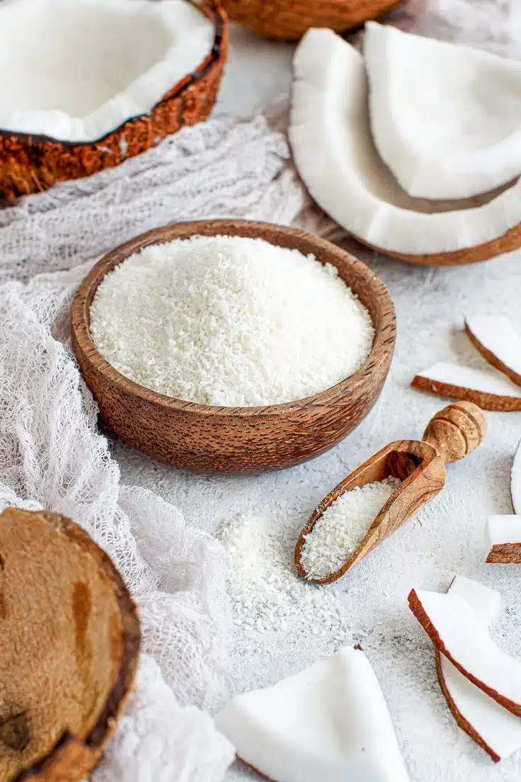 coconut sugar in a wooden bowl