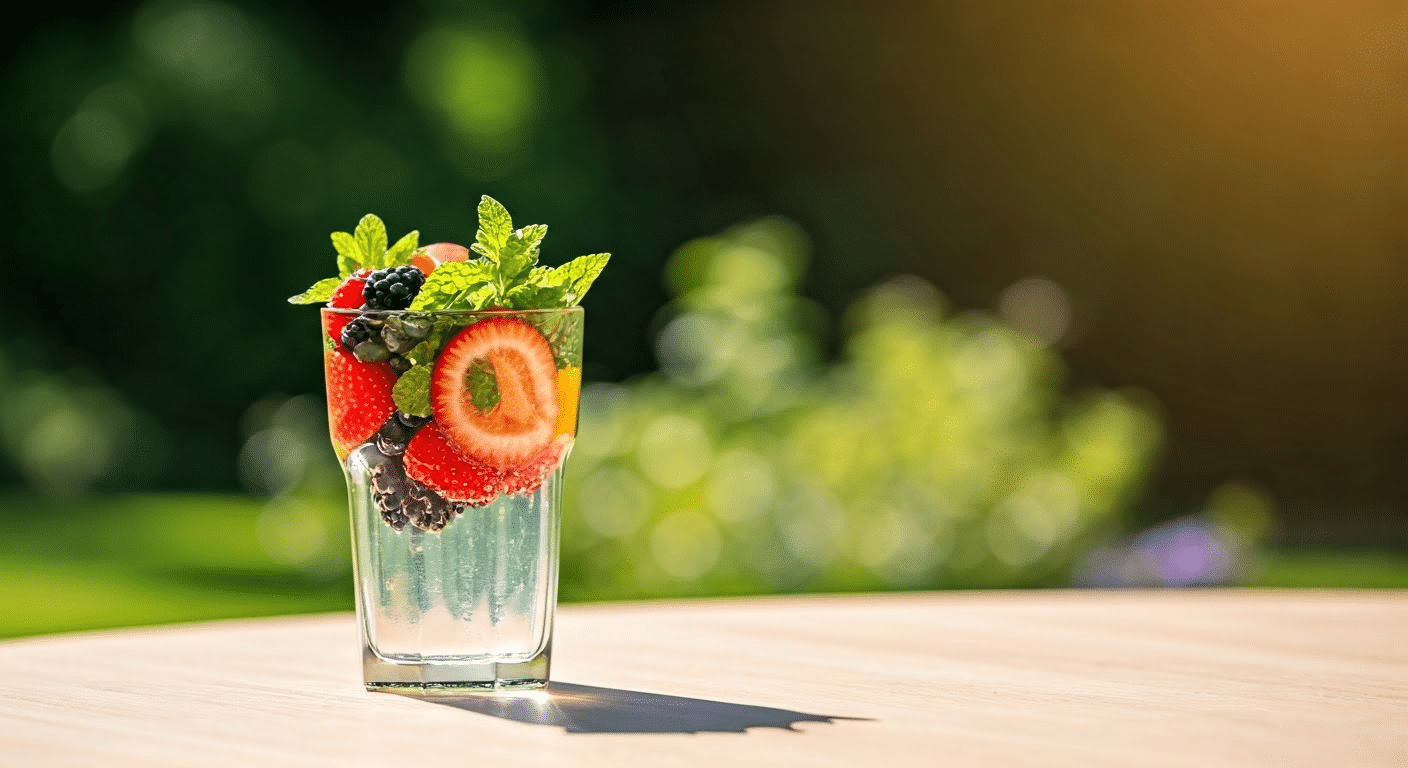 detox water with strawberries blackberries and fresh mint 