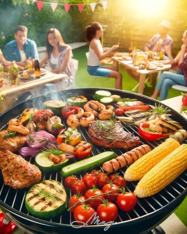 vegetables being grilled in a Traditional BBQ