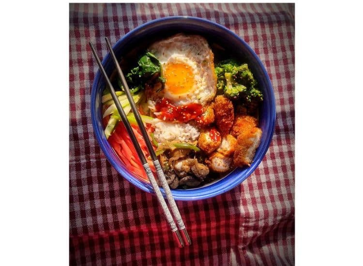 Korean Bibimbap with a Sunny Side Up Egg