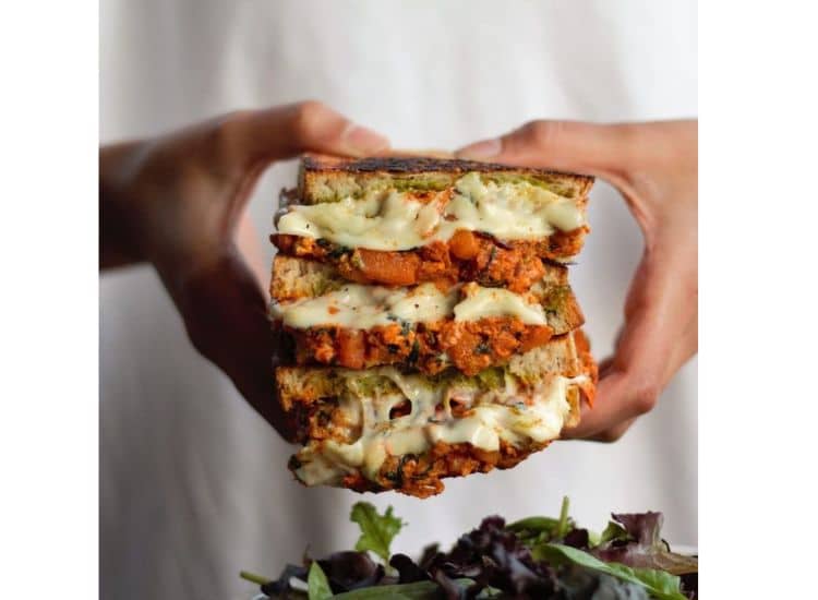 Paneer and Veggie Tikki Sandwich