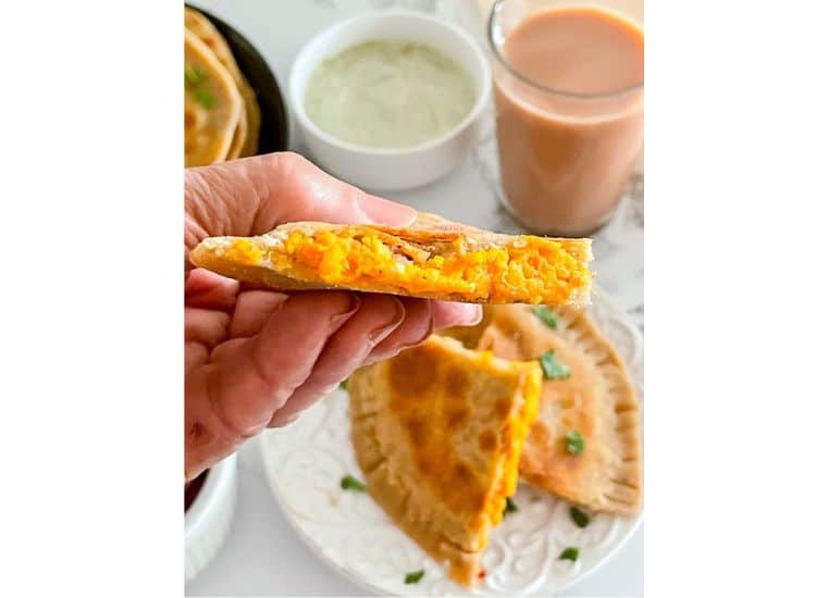 Sweet Potato Paratha Rolls with Date Tamarind Chutney