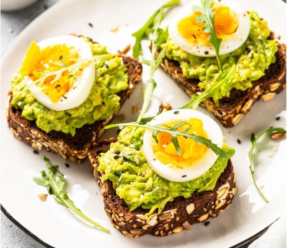 Avocado Toast with Whole Wheat Bread and Boiled Eggs