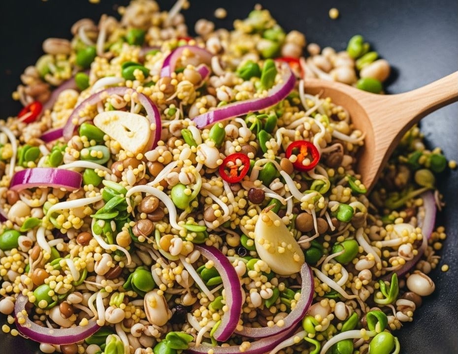 Millet Sprouts Stir Fry