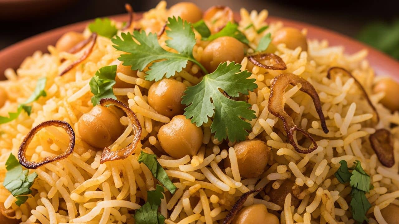 Chickpea biryani