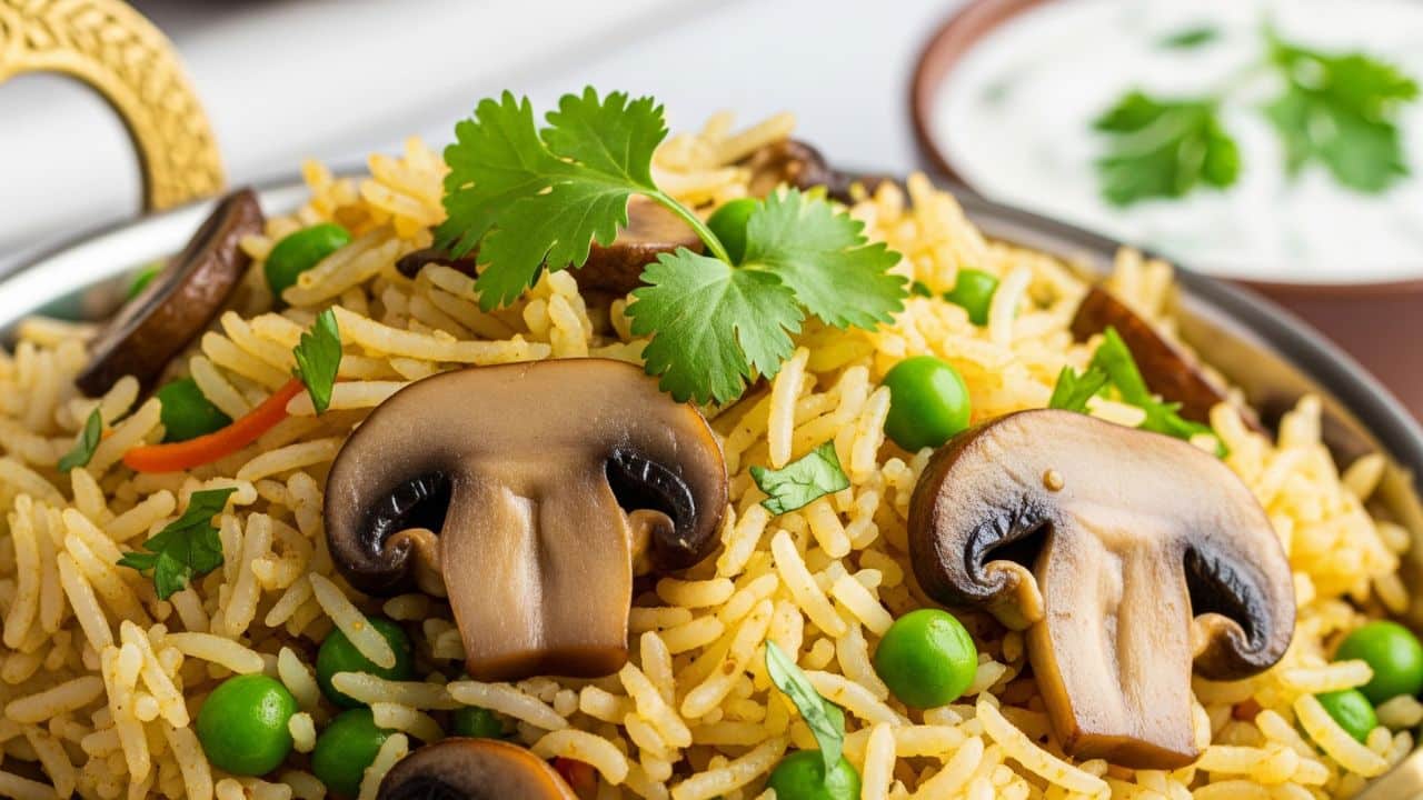 Mushroom matar pulao
