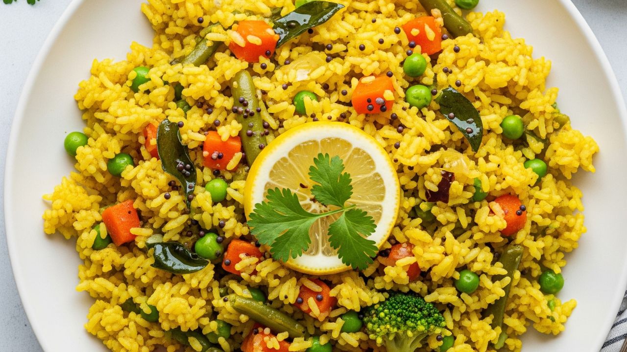 Need Easy Dinner Ideas? Why Not Try These 10 One Pot Meals? 8 South Indian Lemon Rice with Mixed Vegetables
